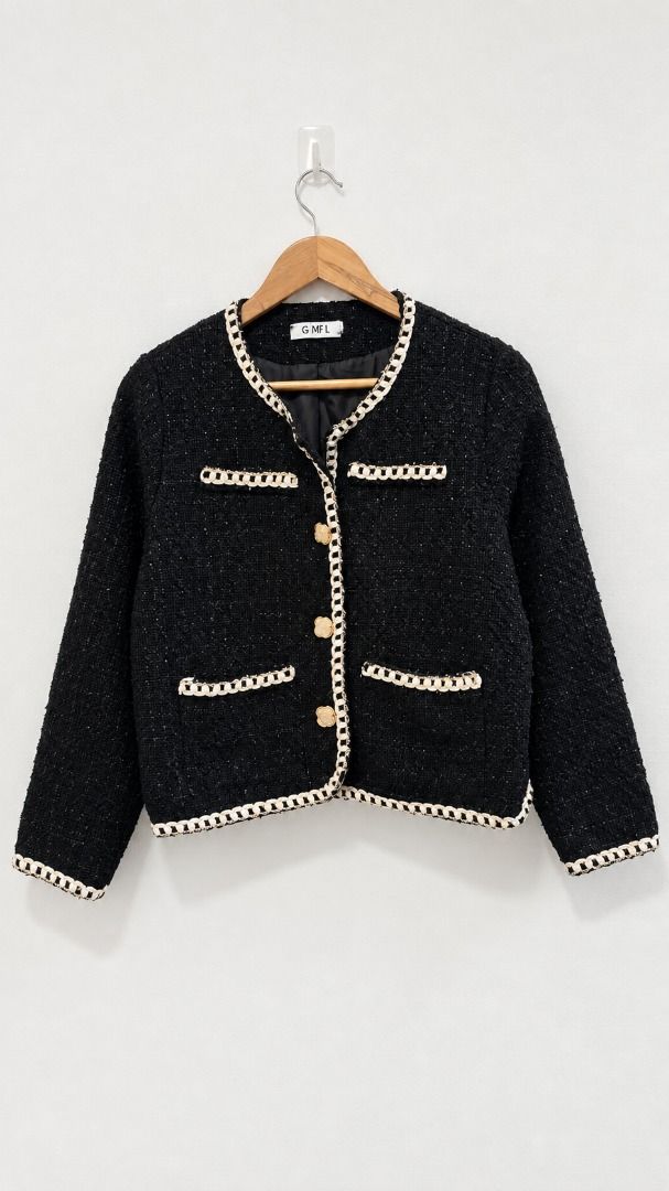 Black Tweed Jacket (Category: Coats, Jackets and Outerwear) located in Baguio. Submitted by zakeeyaclo (Listing ID 1464999898, Image 1). Description: Black Tweed Jacket Small ₱250 .