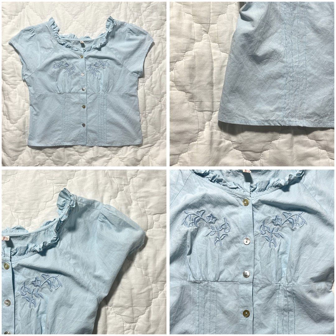 Blue Garden Embroidered Top (Category: Blouses) located in Davao. Submitted by withloveshai_ (Listing ID 1465069696, Image 2). Description: Small | bust: 33' No issue.