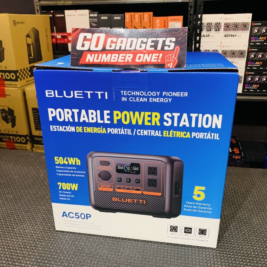 Bluetti AC50P Portable Power Station (Category: Batteries & Power Banks) located in Pasay City. Submitted by eckang12 (Listing ID 1465033468, Image 1). Description: - Key Features ⚡ 504Wh LiFePO₄ Battery 🔌 700W Continuous AC Output 🚀 1,200W Power Lifting Mode 🔋 3,000+ Battery Cycles ☀️ 200W Max Solar Input ⚡ 600W Fast AC Charging 🔄 UPS Backup Function 📱 BLUETTI App + Bluetooth Control 🔌 65W USB-C Fast Charging 📡 15W Wireless Charging 🚗 12
