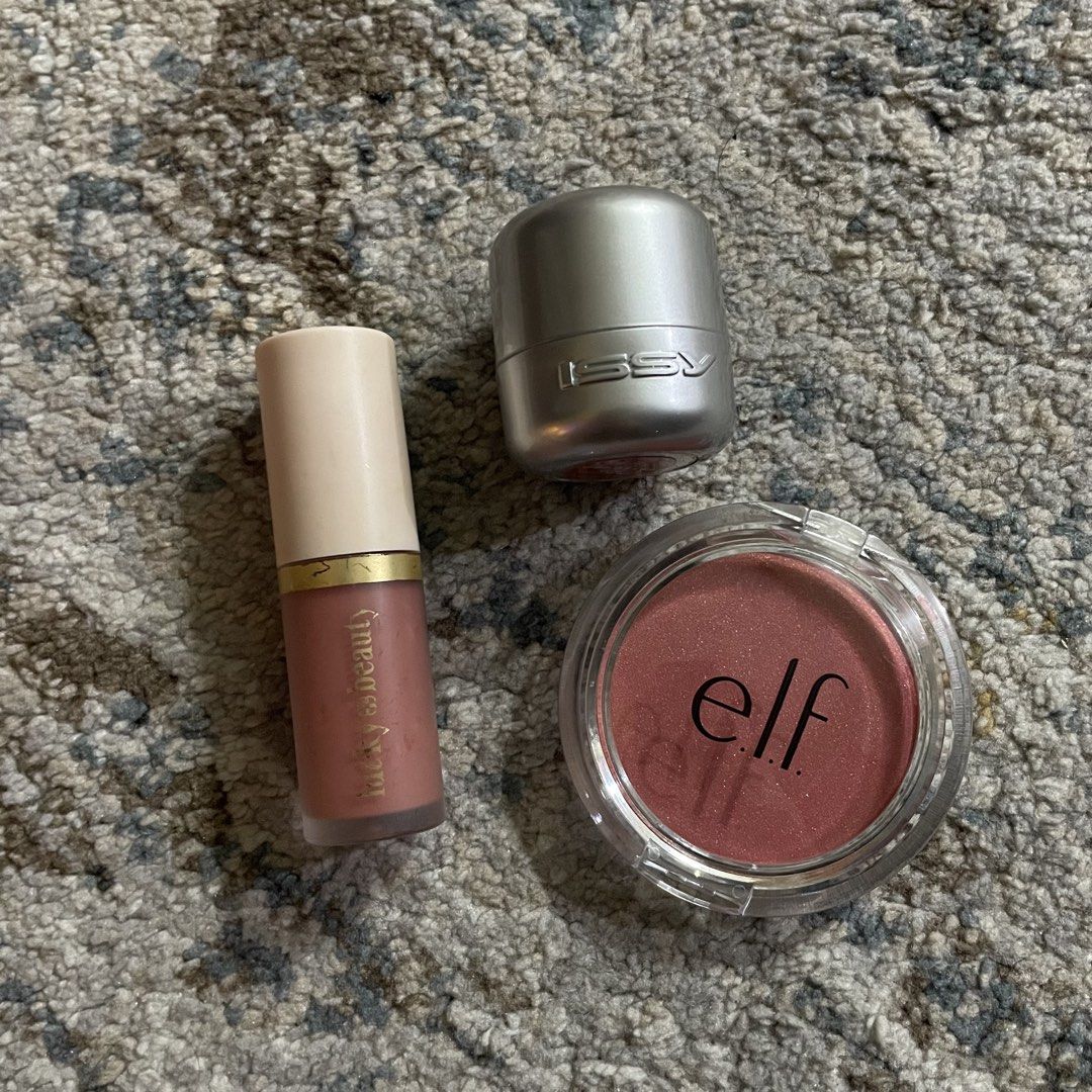 Blushes Take All (Category: Makeup) located in Bulacan. Submitted by gab.closet (Listing ID 1465101879, Image 1). Description: • Elf Blush (Shade : Bright Pink) - NEW ❗️ • Issy Flush Stick (Shade : Safeword) - USED 4 times • Lucky Beauty Liquid Flush (Shade : Sonnet) USED 5 times.