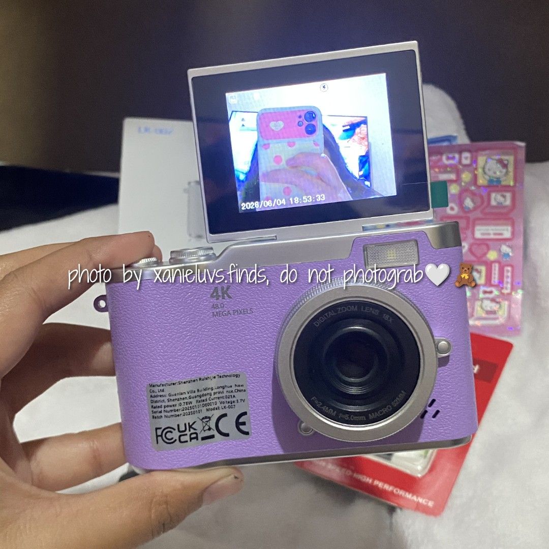 BNEW PURPLE DIGICAM DIGITAL CAMERA (Category: Cameras) located in Baguio. Submitted by xanieluvs.finds (Listing ID 1464992379, Image 2). Description: RESTOCK! PAUNAHAN🧸 ONHAND BRANDNEW FLIP DIGITAL CAMERA/ DIGI CAM💜🍇 AVAILABLE: (1) PURPLE CUTESY NG COLORRR🥰 RARE LANG MAG RESTOCK TONG COLOR NA TO - READY TO USE! GAGAMITIN NALANG - PERFECT PANG REGALOOO - pm me for more sample shots‼️ - INCLUSIONS: BUILT IN BATTERY, FREE 32gb sd card WITH ADAPT