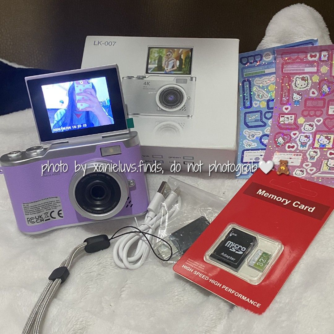 BNEW PURPLE DIGICAM DIGITAL CAMERA (Category: Cameras) located in Baguio. Submitted by xanieluvs.finds (Listing ID 1464992379, Image 1). Description: RESTOCK! PAUNAHAN🧸 ONHAND BRANDNEW FLIP DIGITAL CAMERA/ DIGI CAM💜🍇 AVAILABLE: (1) PURPLE CUTESY NG COLORRR🥰 RARE LANG MAG RESTOCK TONG COLOR NA TO - READY TO USE! GAGAMITIN NALANG - PERFECT PANG REGALOOO - pm me for more sample shots‼️ - INCLUSIONS: BUILT IN BATTERY, FREE 32gb sd card WITH ADAPT