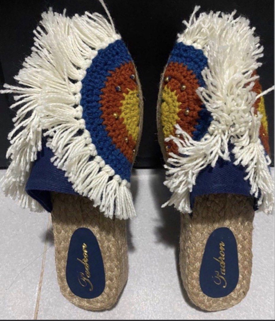 Boho fringey mules (Category: Wedges) located in Manila. Submitted by bwshoppe (Listing ID 1465048416, Image 1). Description: Brand new BOHO fringey mules .