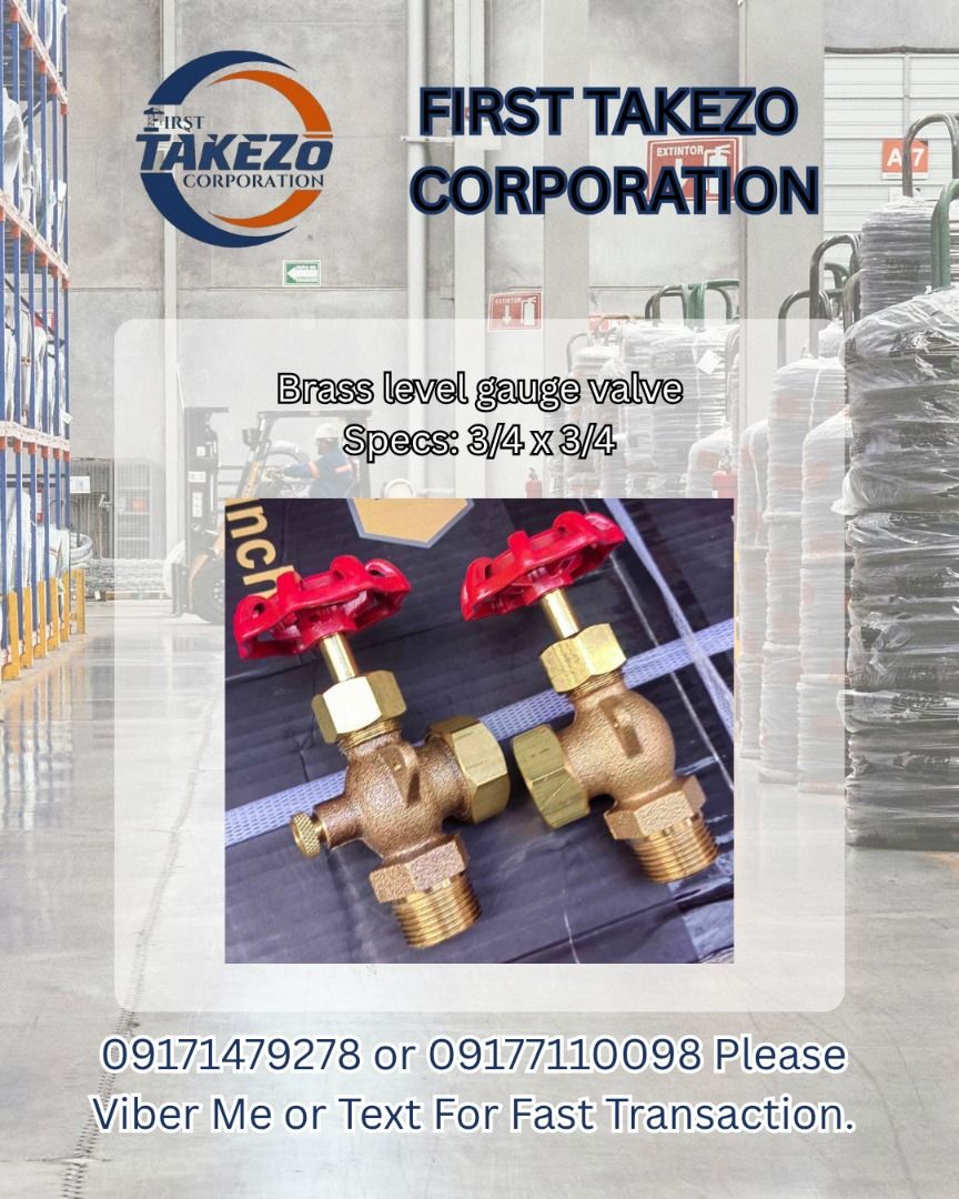 Brass level gauge valve Specs: 3/4 x 3/4 (Category: Construction Tools & Equipment) located in Manila. Submitted by joeyroque09 (Listing ID 1465022788, Image 1). Description: Brass level gauge valve Specs: 3/4 x 3/4.