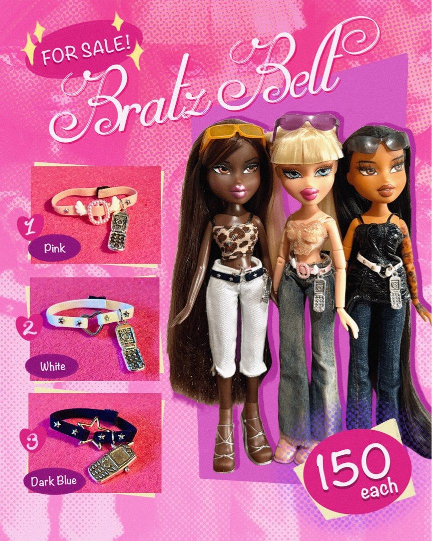 Bratz Belt (Category: Kids Toys) located in Quezon City. Submitted by bratinellaz (Listing ID 1465055465, Image 1). Description: 👄BRATZ BELT FOR SALE👄 💅🏽 Php 150 each 💅🏽 Pink, White, & Darl Blue colors only 💅🏽 Velvet ribbon (10cm x 5cm) 💅🏽 Belt only (Doll, other clothes and accessories not included) 💅🏽 This is handmade so expect some imperfections 💅🏽 Do not wash, glue dissolves in water 💅🏽 Limited stocks 💅🏽 GCASH 💅🏽 JNT only.
