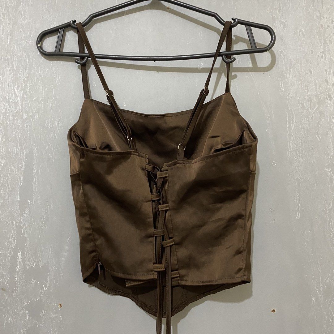Brown Silk Corset Top (Category: Sleeveless) located in Quezon City. Submitted by lovelylittlepreloves (Listing ID 1464978592, Image 2). Description: .