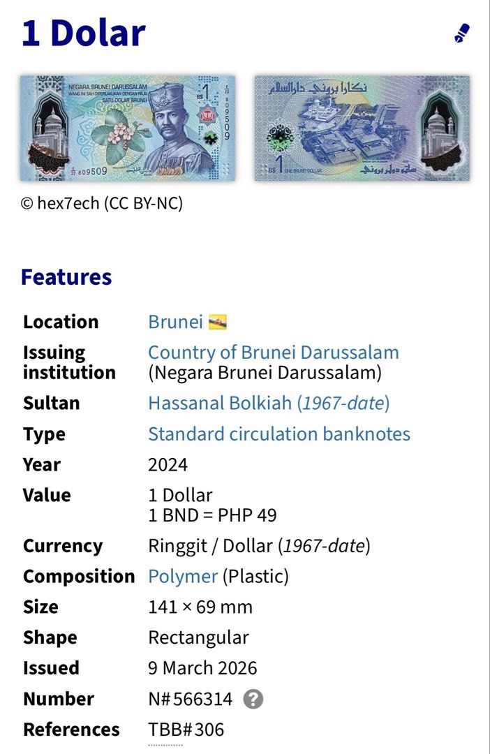 BRUNEI 1 DOLLAR POLYMER UNCIRCULATED (Category: Currency) located in Roxas. Submitted by hobbyisthub (Listing ID 1465052931, Image 3). Description: ONLY 1 AVAILABLE CROSS-POSTED AUTHENTIC/UNCIRCULATED/Vf SHIPS 1-2 DAYS,add sf GCASH PAYMENT PLS DO YOUR OWN GRADING BEFORE PURCHASING PM SELLER FOR ANY QUERIES THANK YOU! .