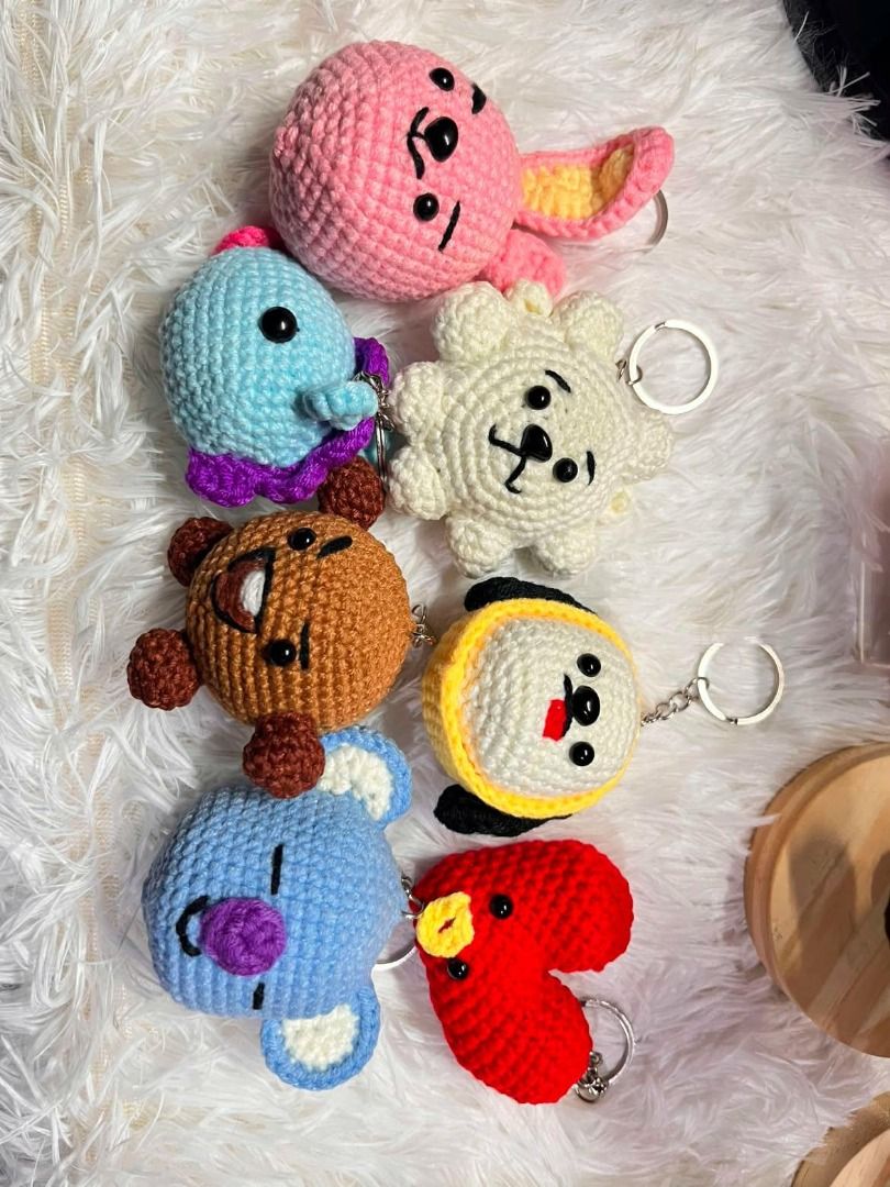BT21 crochet inspired keychains (Category: Handmade Craft) located in Caloocan City. Submitted by 1989crochetandcrafts (Listing ID 1465049914, Image 3). Description: Calling all BTS ARMY! 🎉 We're so excited to introduce the newest addition to our handmade crochet collection—BT21-inspired crochet keychains! 🧶✨ Each keychain is lovingly handmade with care, making every piece unique and perfect to carry on your keys, bags, backpacks, or to gift to