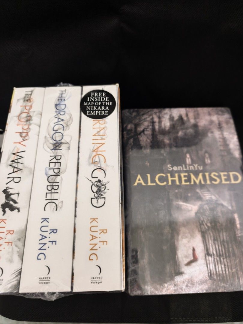 [Bundle] Alchemised and The Poppy War Trilogy (Category: Storybooks) located in Manila. Submitted by mono.mac (Listing ID 1465080183, Image 2). Description: - Title: The Poppy War Trilogy (The Poppy War, The Dragon Republic, The Burning God) + [Hardcover] Alchemised by SenLinYu - Condition: Brand new, wrapped in plastic shrink wrap - you can request for a video of the product with date and time, I can msg you sa insta or vibe r 📍Cubao, qc.
