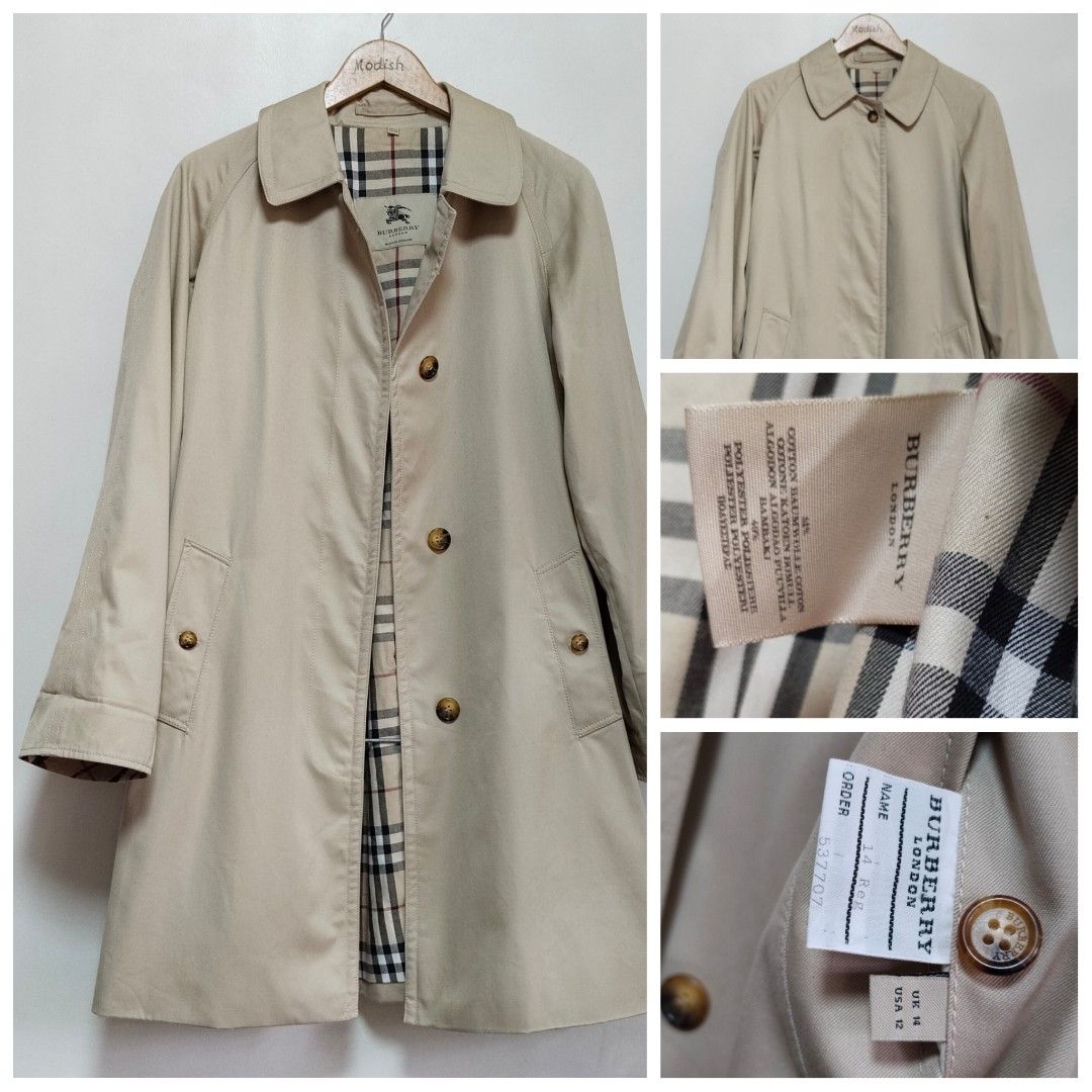 Auth Burberry beige Long - camel Coat (Category: Luxury Apparel) located in Caloocan City. Submitted by modishthriftstore (Listing ID 1465128190, Image 3). Description: Note: First photo is for Inspo only The rest are actual 38 inches long Beige Burberry London trench coat featuring the brand's signature Nova Check interior lining and spare buttons*Like New Condition,*below knee ❤ Dropped shoulder ( Fits all) Chest width:22 loc: Rainbow village 5