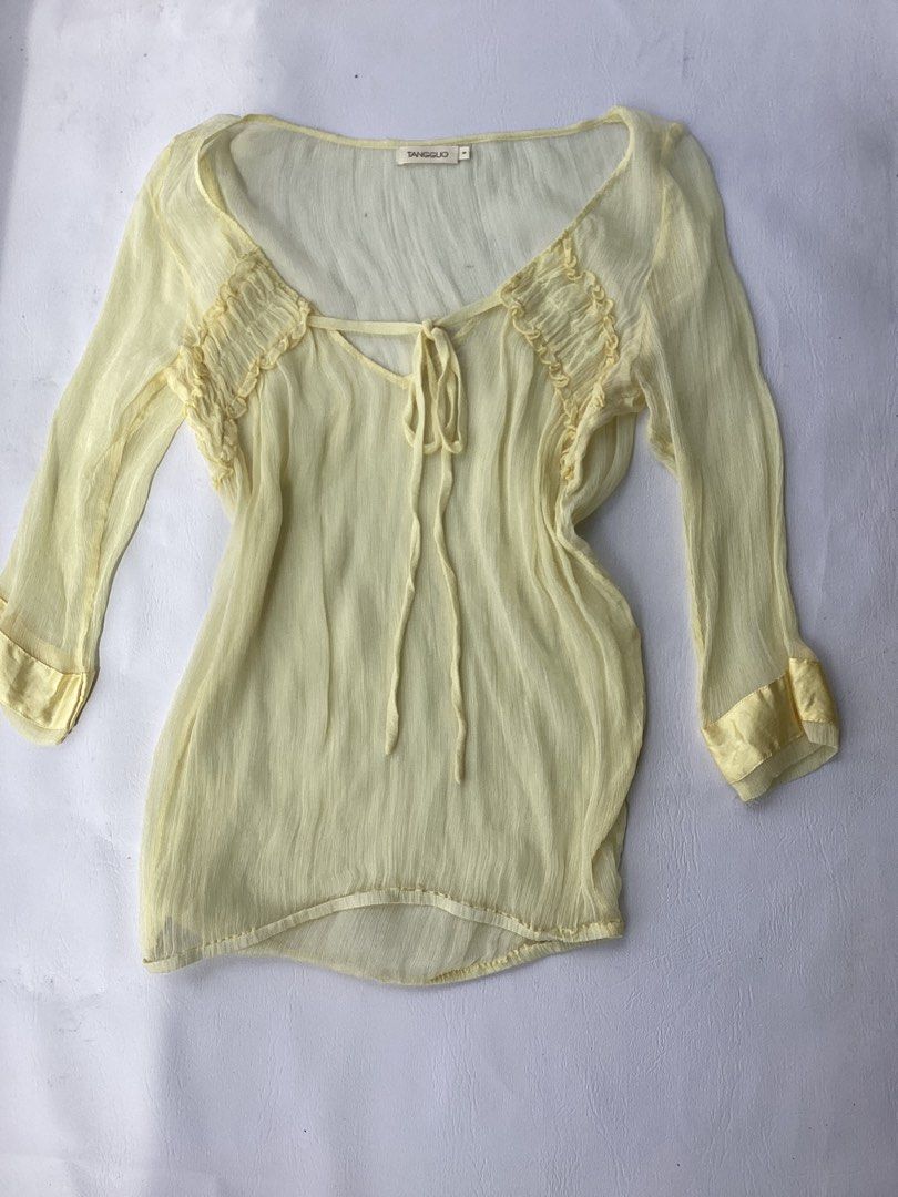 Butter Yellow Sheer Chiffon Tunic (Category: Longsleeves) located in Pasig City. Submitted by wear_she_goes (Listing ID 1465037552, Image 2). Description: .