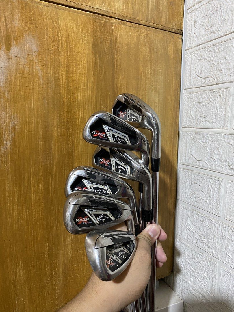 Callaway Razr Golf Iron Set (Category: Golf) located in Makati City. Submitted by issa124 (Listing ID 1465113618, Image 1). Description: Callaway Razr X Tour Iron Set 5-PW Right hand - Stiff flex NS Pro Shaft Golf Pride Align & Golf Pride CP2 grip Iron set is in good condition, signs of usage like scratches and marks. Performs really well, forgiveness with workability. Grip is in playable condition, 5 & 6 is using a CP2 grip while the P-7 is usin