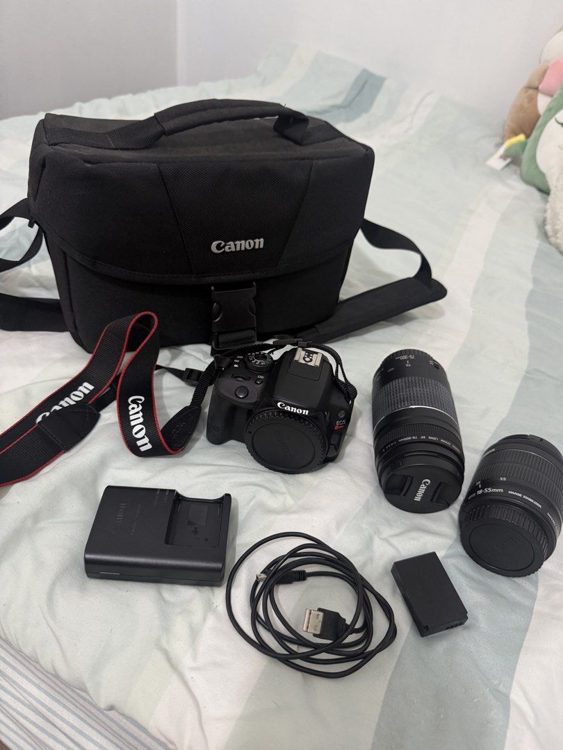 Canon Rebel SL1 (Category: Cameras) located in Manaoag. Submitted by nicz019 (Listing ID 1465099496, Image 3). Description: Letting go of my Canon Rebel SL1 📷 Perfect for beginners, travel, portraits, events, and content creation! INCLUSIONS: ✨ Canon EOS Rebel SL1 body ✨ Canon 18-55mm lens ✨ Canon 75-300mm lens ✨ Original Canon camera bag ✨ Canon strap ✨ 1 battery ✨ Battery charger ✨ USB cable ✨ Lens & body caps 📌15k Negotiable 📍Pangasinan pwe