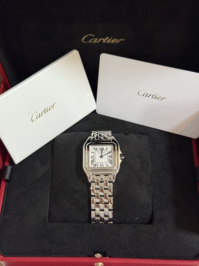 Cartier Panthere Medium 2026 (Category: Luxury Watches) located in Manila. Submitted by ccluxuryy (Listing ID 1465013501, Image 2). Description: Panthere de Cartier Medium Retails for P450k 2026 purchased (5 months old!!) With warranty til 2034 Pristine condition Comes with double box, manual, and authentication from Panotes P298k only ✨ LOWEST IN THE MARKET FOR 2026 model Location: Merville, Paranaque Meet up: MOA, Newport, Greenbelt, BGC Delive
