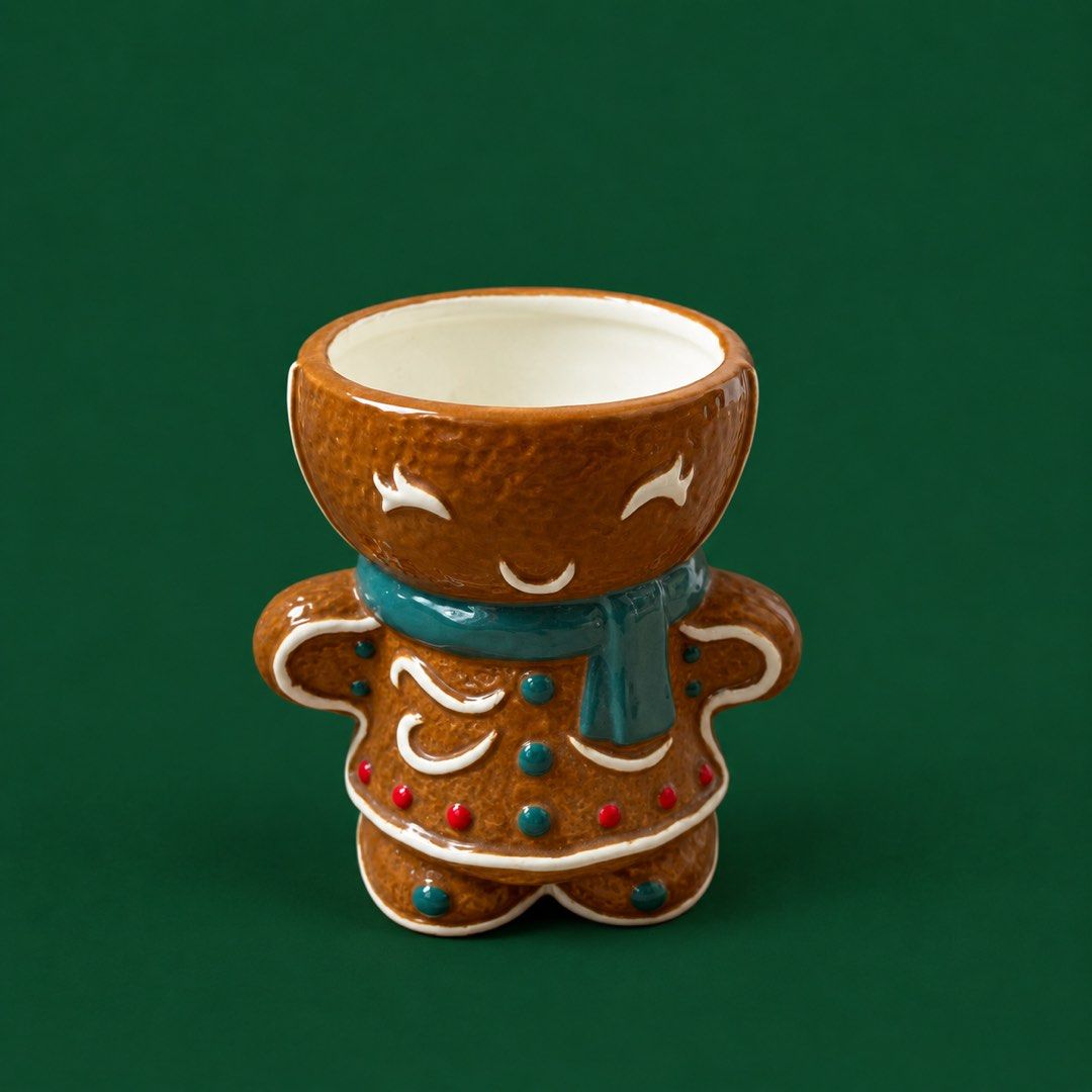 Ceramic Gingerbread Man Holder and Christmas Tree Figurines (Category: Coffee & Tea Tableware) located in Baguio. Submitted by the_general_store (Listing ID 1465050479, Image 2). Description: - Festive holiday set: 1 gingerbread man mug (with turquoise scarf) and 2 glazed brown Christmas tree figurines - Glossy finish all over for a charming holiday look - Perfect as a tabletop decoration or seasonal drinkware - Ready for gifting or adding cozy C