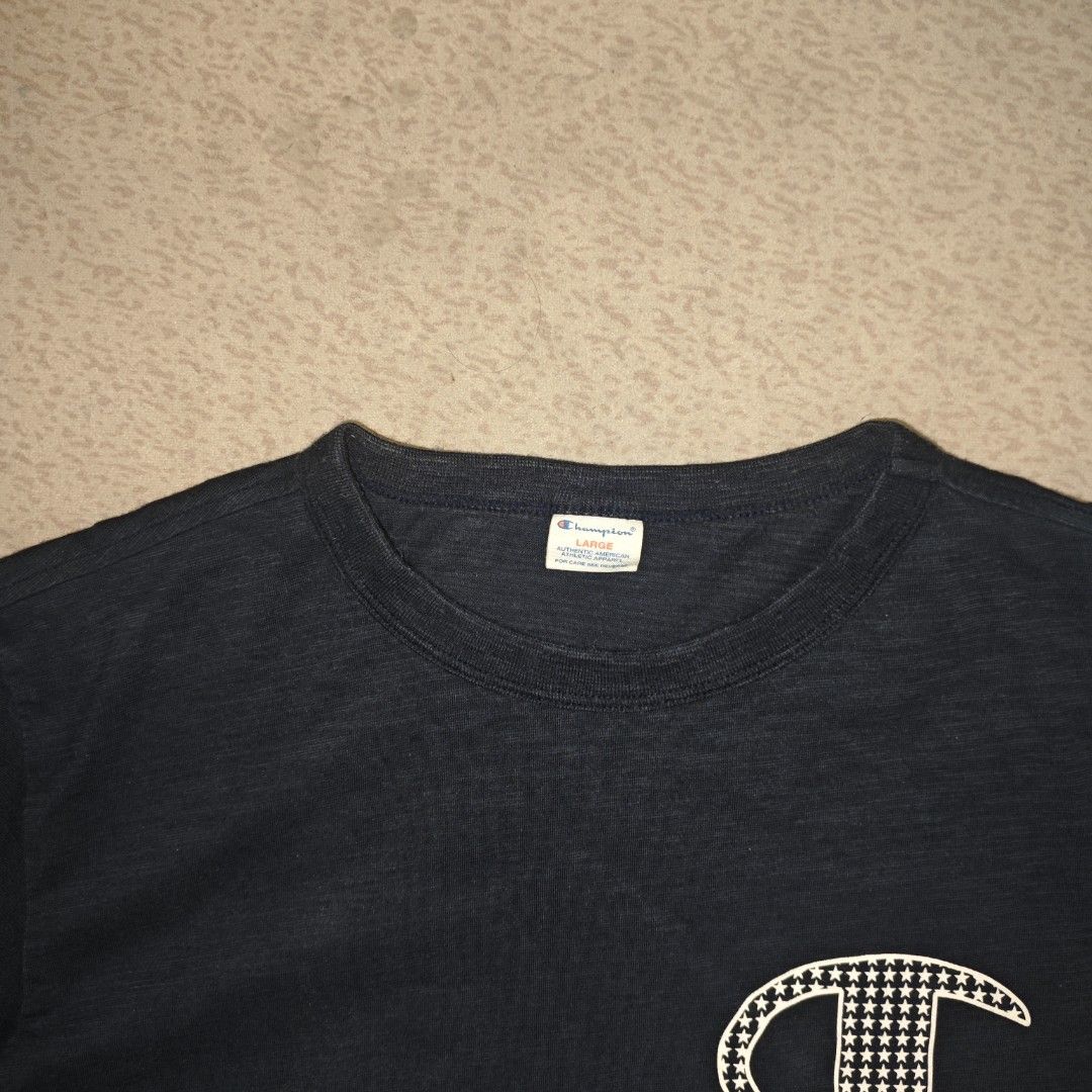 Champion Slub Cotton Graphic Tee (Category: Tshirts & Polo Shirts ) located in Tanay. Submitted by polothriftedit (Listing ID 1465039412, Image 3). Description: No issue Excellent condition Color rate: 10/10 No loose stitches, no distressing dimes: width: 20" length: 27" no return, no exchange, no refund [ pwede tumawad kahit walang kasalanan ].