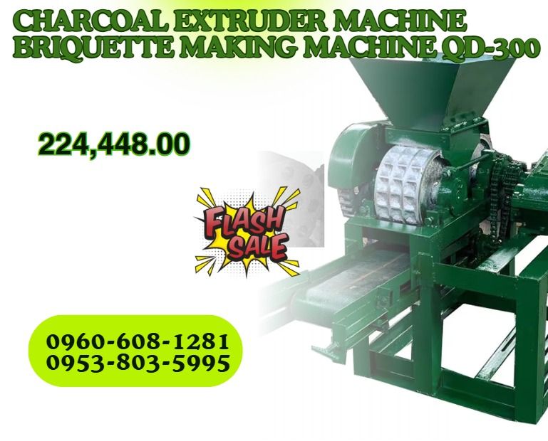 Charcoal Extruder Machine Briquette Making Machine QD-300 (Category: Industrial Equipment) located in Caloocan City. Submitted by goldenriver-a9d0 (Listing ID 1464995887, Image 1). Description: Electric: 224,448 Diesel: 305,856 ●Briquettes Shape: 20*10-60*30 Oblate; Customizedble ●Capacity: 1-3T/H ●Wheel Diameter: 300mm ●Wheel Speed: 18 r/min ●Power: 4kw ●Extrusion Force: 1000KG ●Reducer: 250 model ●Dimension: 112*98*117cm ●Weight: 300KG .
