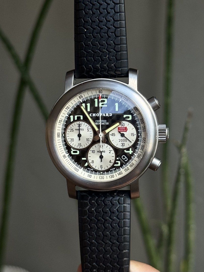 Chopard Mille Miglia Titanium 40mm (Category: Luxury Watches) located in Marikina City. Submitted by thewatchdon.ph (Listing ID 1465038092, Image 3). Description: LIMITED to 2000 PIECES‼️ Chopard Mille Miglia Titanium 40mm 138k only‼️ - ref. 8407 - 40mm diameter - numbered (0478/2000) - cal. ETA 2894 COSC - orig Chopard strap & buckle - comes with authentication paper & generic box 9/10 condition w/ excellent timegrapher results! guaranteed authe