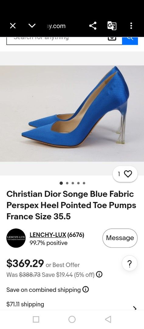 CHRISTIAN DIOR PUMPS (Category: Heels) located in Bulacan. Submitted by joanagwen (Listing ID 1465064796, Image 2). Description: CEEE DEEE PUMPS With minimal rubs sa kabilang Pair,, See pic Size 36.5 on tag,, kasya pa 37.