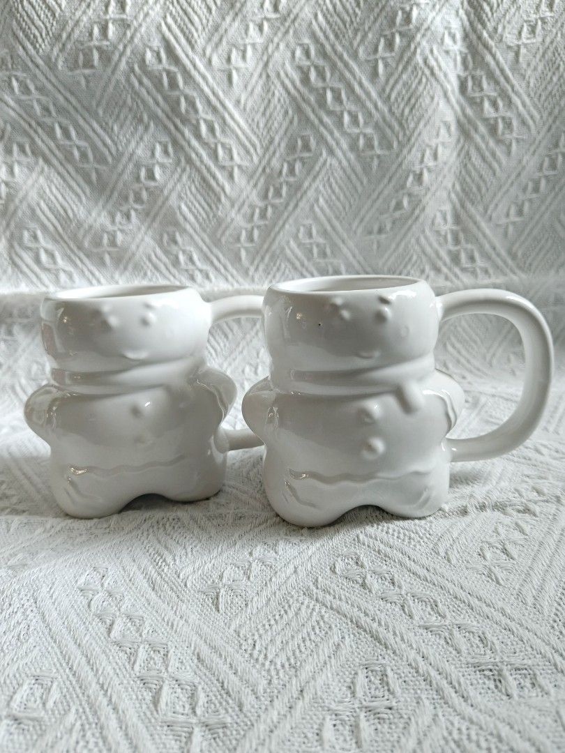 Christmas ceramic mugs set with snowman design (Category: Coffee & Tea Tableware) located in Davao. Submitted by khyyoczon (Listing ID 1465084377, Image 2). Description: - Buy 3 for 500 pesos only! - Set of 3 festive holiday ceramic mugs - Includes 2 adorable white snowman mugs - Includes 1 wide red mug with star patterns and a 3D snowman figurine at the bottom - Features comfortable round handles on all mugs - Perfect for hot cocoa, coffee, or t