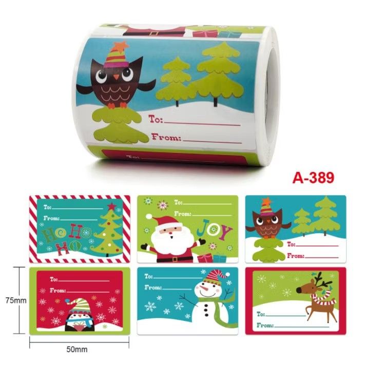 Christmas Gift Tags Stickers Labels Assorted Designs Roll (Category: Craft Supplies & Tools) located in Marikina City. Submitted by bags21.ph (Listing ID 1465105269, Image 2). Description: - Festive Christmas gift tags on a convenient 100 pieces - Features various holiday designs: Santa, snowmen, reindeer, and trees - Includes dedicated spaces for To and From names - Perfect for wrapping holiday presents and organizing gift exchanges - Multiple c
