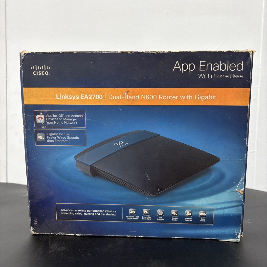Cisco Linksys EA2700 4-Port wireless Router (Category: Other Home Appliances) located in Manila. Submitted by angely12 (Listing ID 1465010332, Image 1). Description: Never used .