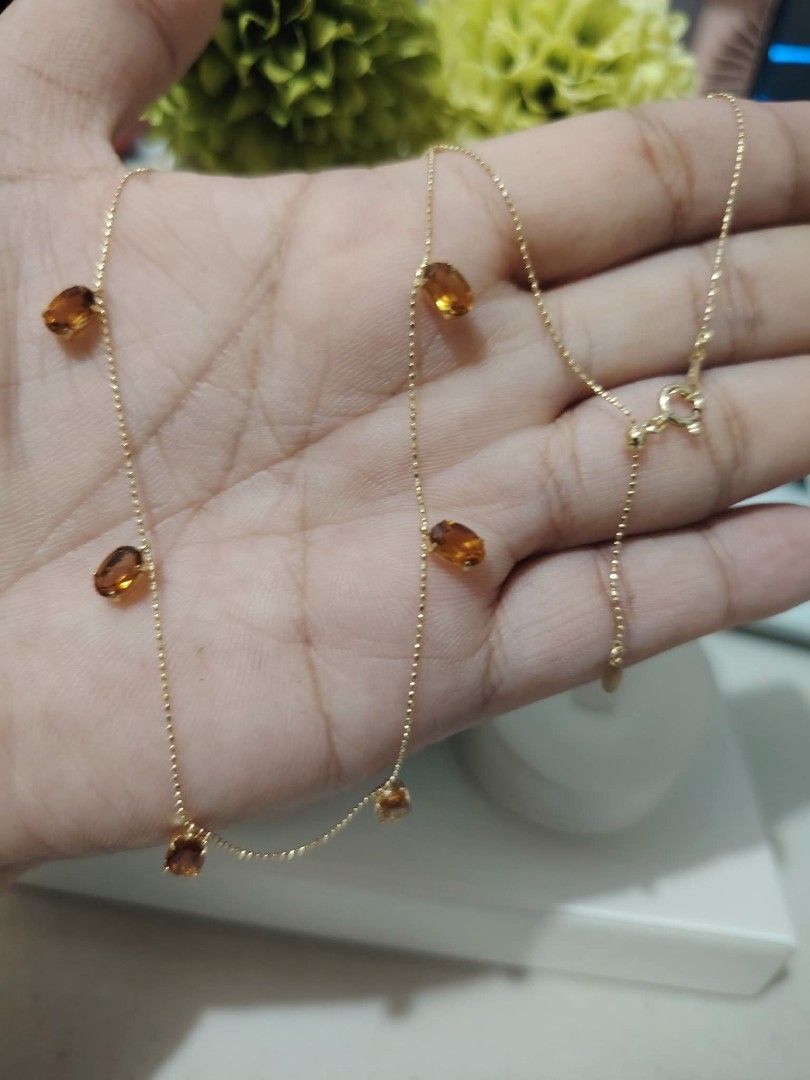 Citrine Station Necklace (Category: Necklaces) located in Malolos. Submitted by keenhorse_ef38ab (Listing ID 1465029495, Image 2). Description: Citrine Station Necklace 9 stones - 3.60carat K18YG Ball Chain Adjustable up to 18" W 2.62g COD/COP VIA LBC 1,000 DOWNPAYMENT REQUIRED.