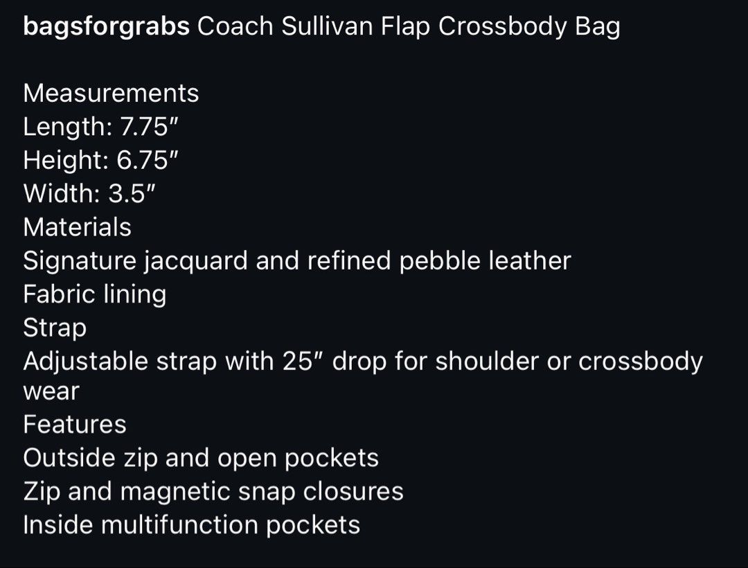 Coach Sullivan Flap Crossbody Bag Original (Category: Cross-body Bags) located in Manila. Submitted by luckishop (Listing ID 1465078545, Image 2). Description: .