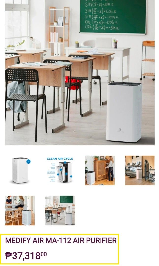 Commercial/Industrial Air Purifier (Category: Air Purifiers & Dehumidifiers) located in Manila. Submitted by lyroa (Listing ID 1465091089, Image 2). Description: Medify MA-112 Industrial Air Purifier | Brand New & Sealed Ideal for large spaces, offices, businesses, restaurants, dining areas, gyms, clinics, and commercial establishments. ❌ Original Price: ₱37,318 ✅ Rush Sale: ₱20,000 • Brand new & sealed • Complete with box • No issues • Specs/det