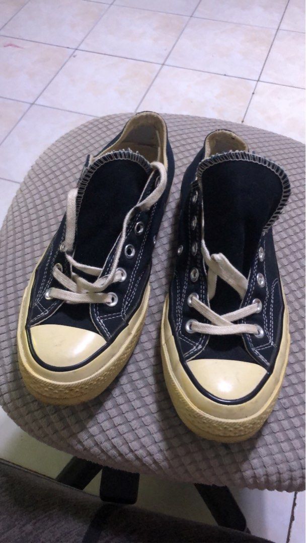 Converse Chuck Taylor All Star 70 Low Black (Category: Sneakers) located in Manila. Submitted by lawrencebayang.836 (Listing ID 1464995164, Image 1). Description: - Brand: Converse - Style: Black canvas low top sneakers - Details: Vintage-style off-white rubber midsoles and toe caps with white stitching - Laces: Thick white laces included - Comfort: Removable cushioned insoles for extra comfort - Branding: Classic Chuck Taylor patch logo on the t