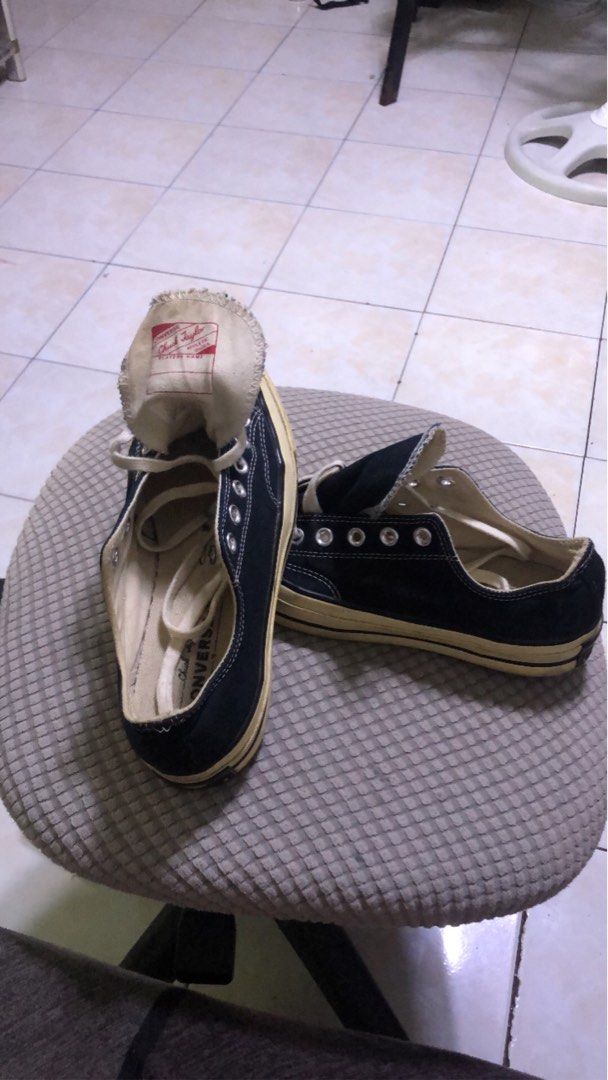 Converse Chuck Taylor All Star 70 Low Black (Category: Sneakers) located in Manila. Submitted by lawrencebayang.836 (Listing ID 1464995164, Image 2). Description: - Brand: Converse - Style: Black canvas low top sneakers - Details: Vintage-style off-white rubber midsoles and toe caps with white stitching - Laces: Thick white laces included - Comfort: Removable cushioned insoles for extra comfort - Branding: Classic Chuck Taylor patch logo on the t