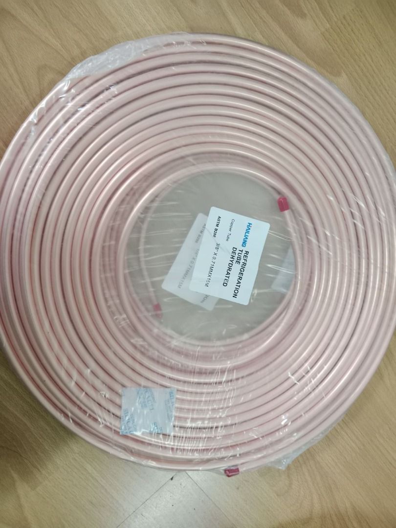 Copper Pipe , Copper Refrigeration Tubing Coils (Category: Engine and Aircon Parts and Accessories) located in Manila. Submitted by cyrenejoye (Listing ID 1465050292, Image 3). Description: - High-grade refrigeration copper tubing coils - Dehydrated and cleaned with a clean copper finish - Sealed ends wrapped securely in plastic - Heavy-duty rolls built for durability - Multiple sizes stacked together, ideal for HVAC installation work.
