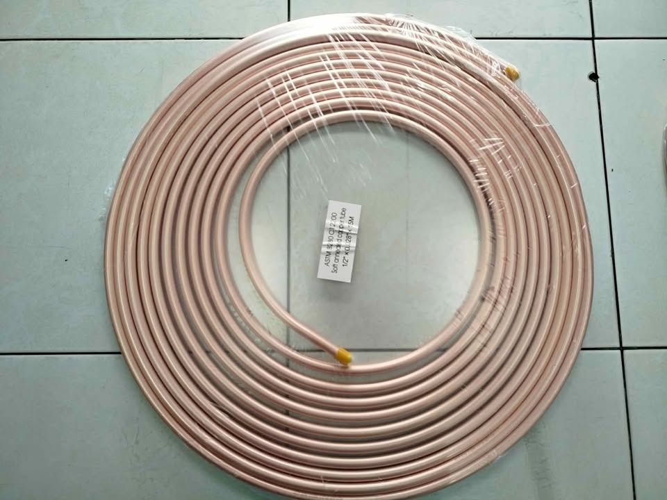 Copper Pipe , Copper Refrigeration Tubing Coils (Category: Engine and Aircon Parts and Accessories) located in Manila. Submitted by cyrenejoye (Listing ID 1465050292, Image 2). Description: - High-grade refrigeration copper tubing coils - Dehydrated and cleaned with a clean copper finish - Sealed ends wrapped securely in plastic - Heavy-duty rolls built for durability - Multiple sizes stacked together, ideal for HVAC installation work.
