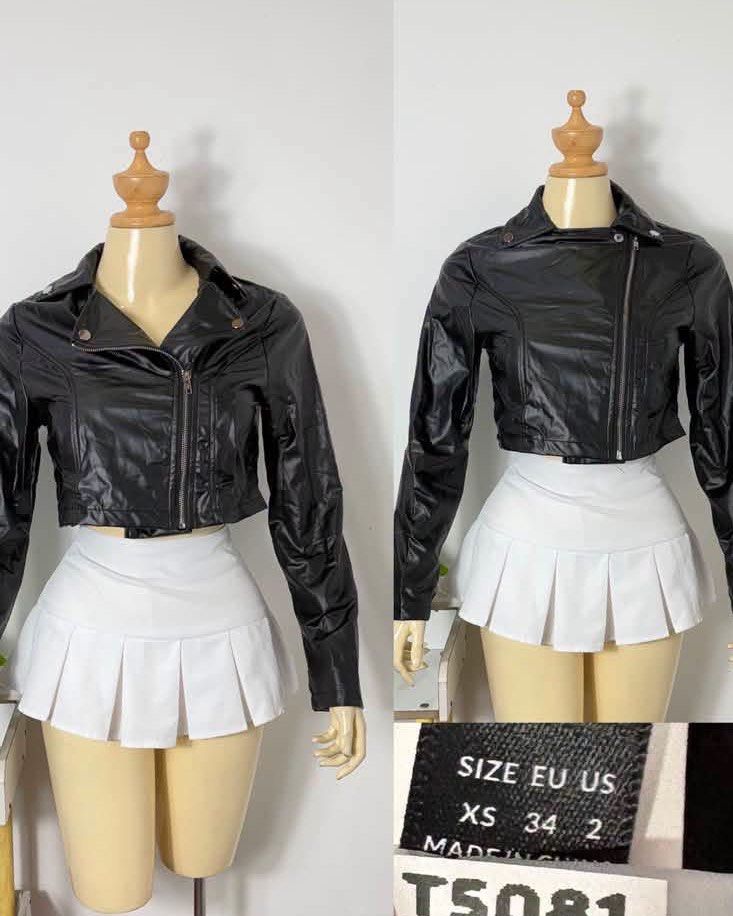Crop leather jacket (Category: Coats, Jackets and Outerwear) located in Rizal. Submitted by kirschet_k (Listing ID 1465119282, Image 3). Description: Xs - small Pu leather Super nice.