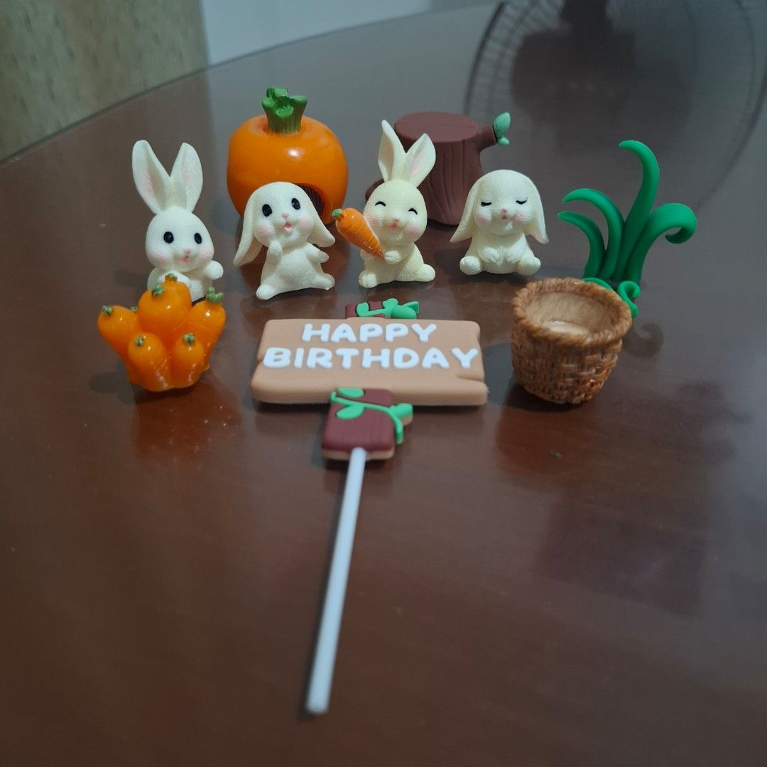 Cute Bunny Rabbit Birthday Cake Topper Set (Category: Occasions & Party Supplies) located in Quezon City. Submitted by triciastrunk (Listing ID 1465018884, Image 2). Description: Used once. MOP: GCASH MOD: Lalamove, Grab Express, Flash Express, J&T, GoGo Xpress, or LBC. Shipping fee c/o buyer. Location: Fairview, Quezon City.