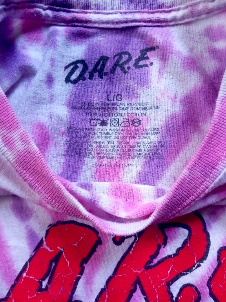 D.A.R.E. Tie Dye Tee (Category: Announcements) located in Nabunturan. Submitted by kell.vtg (Listing ID 1465021864, Image 2). Description: dimension width: 20 length: 27 size: large.