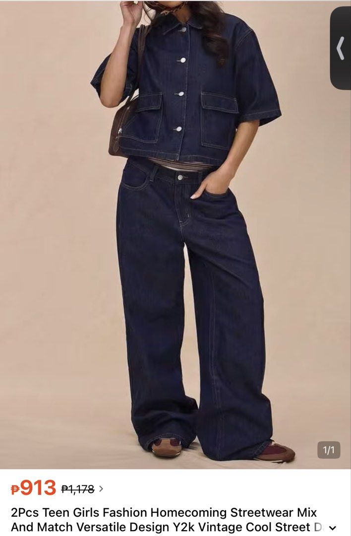 Denim set (Category: Sets or Coordinates) located in Dagupan City. Submitted by thrifttostyle (Listing ID 1465170499, Image 2). Description: used twice only .