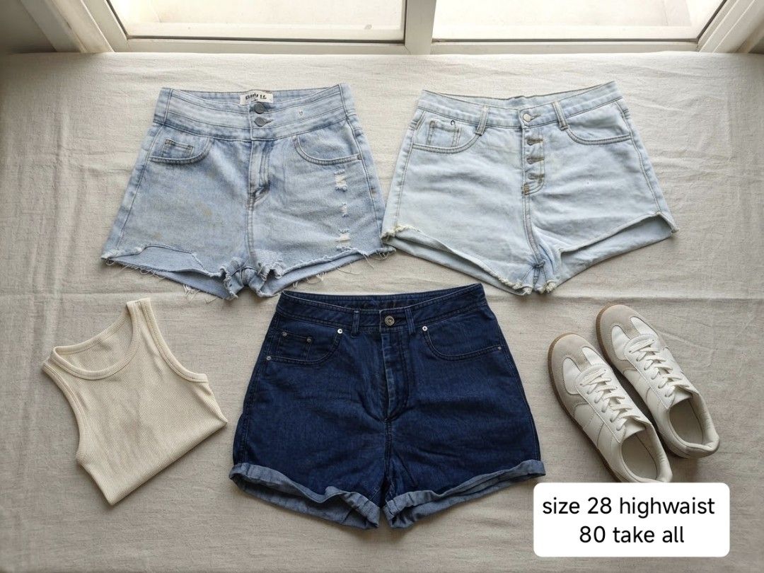 Denim Shorts Bundle - Size 28 highwaist (Category: Shorts) located in Las Pinas. Submitted by dnbrbnt (Listing ID 1464976401, Image 1). Description: size 28 highwaist need wash loc. las piñas.