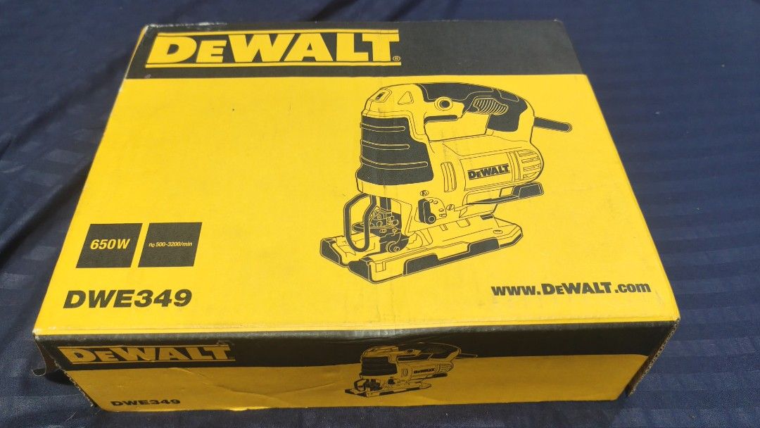 DEWALT DWE349 650W Jigsaw Power Tool (Category: Construction Tools & Equipment) located in Manila. Submitted by fmae01 (Listing ID 1465065375, Image 1). Description: - Brand: DEWALT DWE349 Jigsaw - Power: 650W heavy-duty corded motor - Speed: Adjustable stroke rate from 500 to 3200 SPM - Application: Ideal for precise cutting in wood and metal - Condition: Brand new.