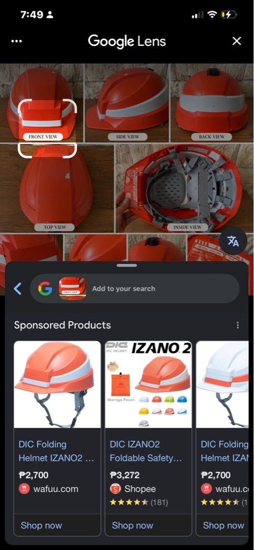 DIC Plastics IZANO2 Folding Safety Helmet (Category: Helmets and other Riding Gears) located in San Fernando. Submitted by dntjapansurpluselyu (Listing ID 1465079378, Image 2). Description: .