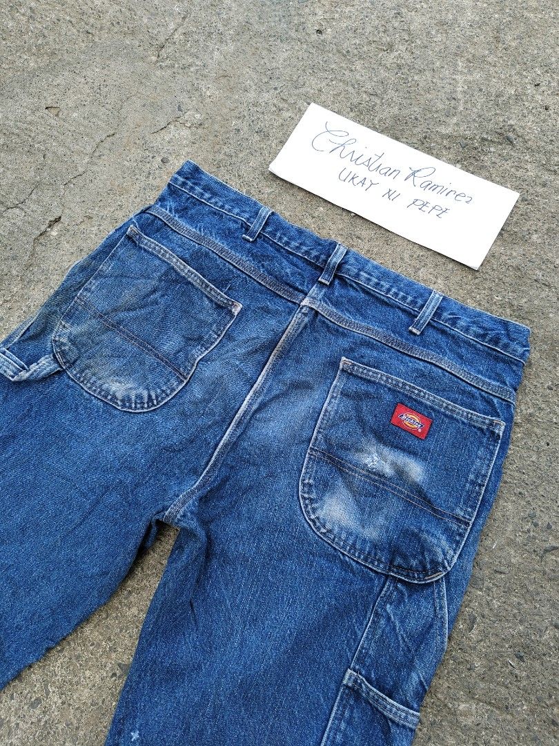 Dickies carpenter pants (Category: Jeans) located in Bocaue. Submitted by ukaynipepe (Listing ID 1464970964, Image 3). Description: for sale Dickies carpenter pants 36*39 on tag Waist 36 Length 41.5 Leg opening 9.5 Issue 3 small holes and few paint stains 1250+sf.