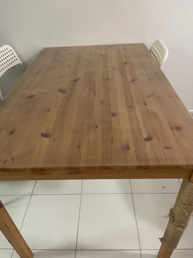 Dining Table (Category: Tables & Sets) located in Singapore. Submitted by 1mjuanabanana (Listing ID 1464977698, Image 1). Description: - Material: Solid wood with natural knots and grain patterns Pm if you want measurements. Rfs: moving out, cannot bring to new house Pick up only..