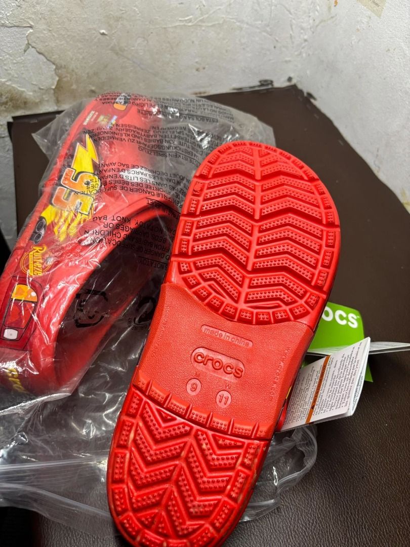Disney Pixar Lightning McQueen Light-Up Crocs | US 9 (Category: Other Audio Equipment) located in Bacoor. Submitted by fafofa (Listing ID 1465104709, Image 2). Description: Disney Pixar Lightning McQueen Light-Up Crocs | US 9 Disney Pixar Lightning McQueen Light-Up Crocs in red, featuring the iconic Cars character graphics and built-in LED lights that light up with every step. • Model/SKU: 205759-610 • Lightning McQueen / Cars graphics • Signatur