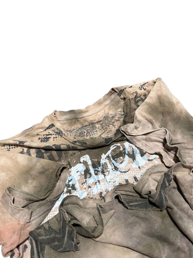 Distressed Affliction (Category: Tshirts & Polo Shirts ) located in Bacolod City. Submitted by squarer00ts (Listing ID 1465059151, Image 3). Description: Distressed Affliction •Size on tag: Large •Dimension: Width 22 × Length 27 •Need wash.