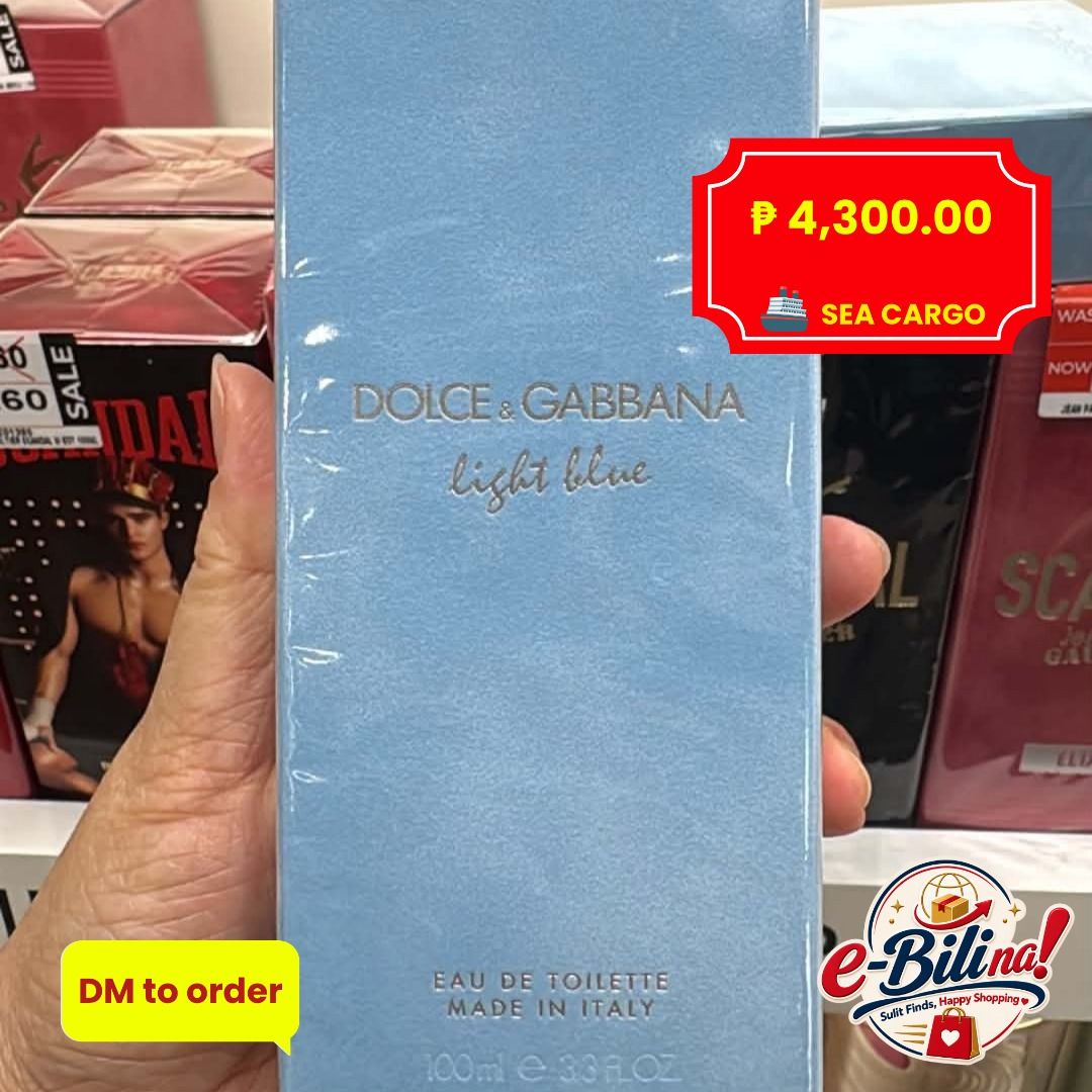 Dolce & Gabbana Light Blue Eau de Toilette 100ml (Category: Fragrance & Deodorants) located in Mexico. Submitted by ebili.na (Listing ID 1465011193, Image 1). Description: • 🍋 Scent profile: Crisp Granny Smith apple, tangy Sicilian lemon, and fresh cedarwood. • 📸 Visual: Classic frosted glass bottle with a sky-blue cap against a sunny Mediterranean backdrop. • 📏 Size: 100ml • 🛡️ Authenticity: 100% Original • 📅 ETA: End of December 2026.