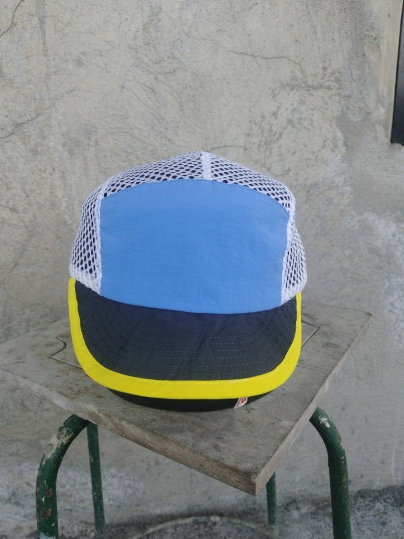 Duckbill running hat (Category: Caps & Hats) located in Legazpi City. Submitted by genobecollectives (Listing ID 1464974364, Image 1). Description: duckbill running hat 500 free ship - Multi-color panel design with blue front and dark brim with yellow trim - Breathable white mesh sides and top for a lightweight, airy feel - Adjustable yellow back strap with a black buckle - Cute smiley face logo tag detail - Great for daily casual wear.