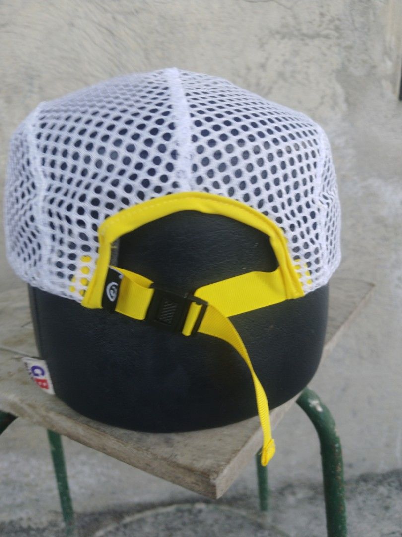 Duckbill running hat (Category: Caps & Hats) located in Legazpi City. Submitted by genobecollectives (Listing ID 1464974364, Image 2). Description: duckbill running hat 500 free ship - Multi-color panel design with blue front and dark brim with yellow trim - Breathable white mesh sides and top for a lightweight, airy feel - Adjustable yellow back strap with a black buckle - Cute smiley face logo tag detail - Great for daily casual wear.