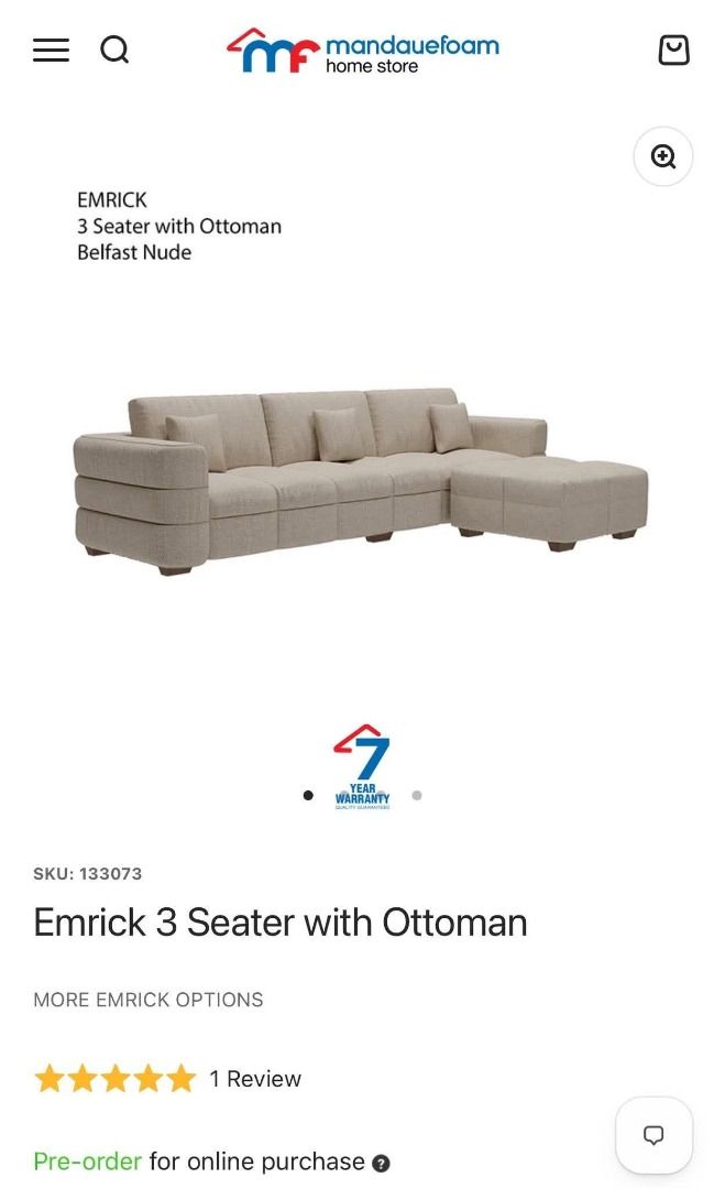 Emrick 3 Seater Sofa (Category: Sofas) located in Quezon City. Submitted by abztan401331 (Listing ID 1465016190, Image 1). Description: Emrick 3 Seater with Ottoman -Original owner and used for over a year -Shipping is to be shouldered by buyer.