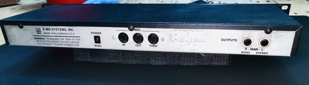 E-mu Systems Proteus FX Synthesizer Module (Category: Musical Instruments) located in Quezon City. Submitted by geeceet (Listing ID 1465034604, Image 2). Description: Vintage 1994 E-mu Proteus FX Rackmount Sound Module. I am only the 2nd OWNER of this module. It has been kept safely in a home studio environment and has been well-maintained. [CONDITION & PERFORMANCE] • Studio/Desktop Use Only — The reversed black LCD display is clear and readable.