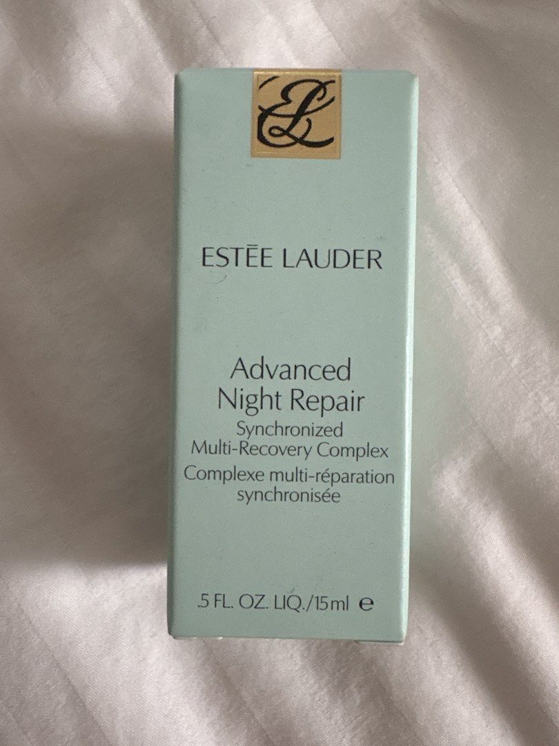 Estée Lauder Advanced Night Repair 15ml (Category: Face Care) located in Taguig. Submitted by cassiopeiasky (Listing ID 1465035866, Image 1). Description: - Brand: Estée Lauder - Product: Advanced Night Repair Synchronized Multi-Recovery Complex - Size: 0.5 fl oz / 15ml - Condition: Brand new, unopened in pale green carton - Note: Box includes 'Not For Sale / Echantillon gratuit' marking (authentic promotional item).